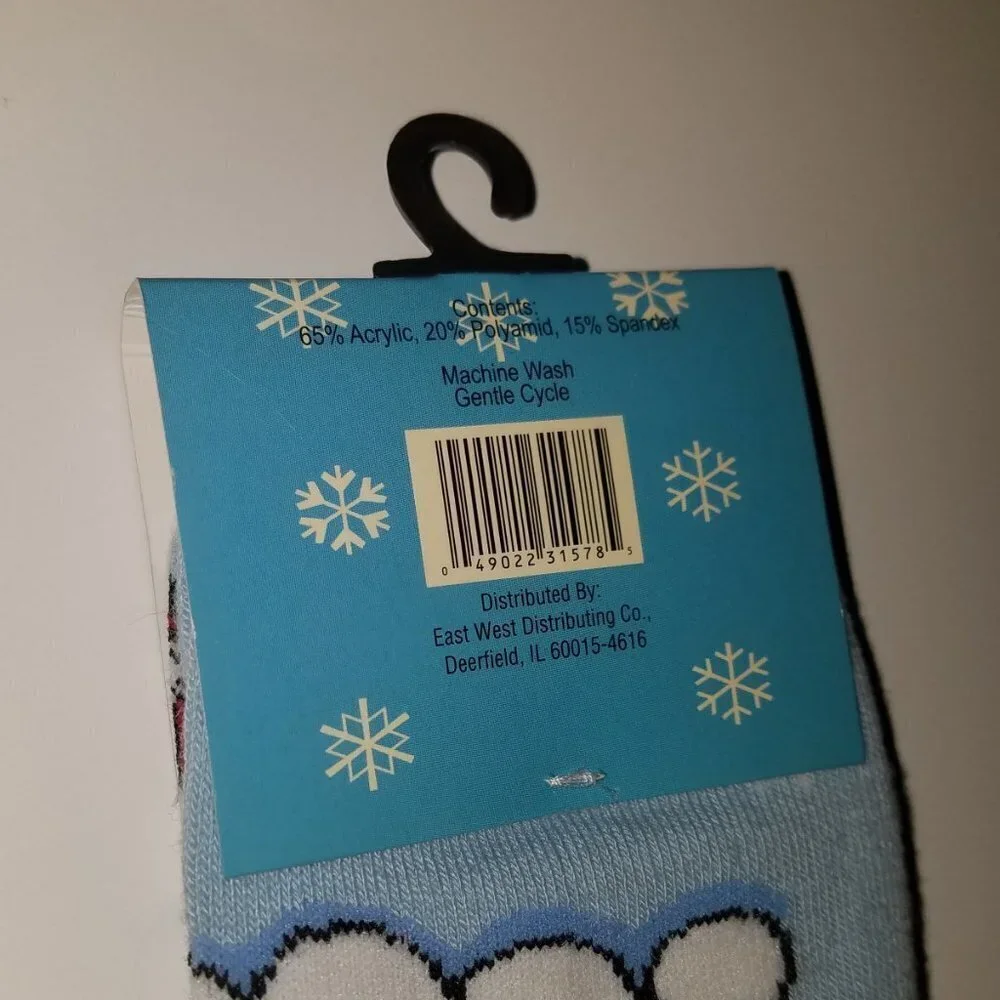NEW 3 Pair Christmas Socks Lot Black Bows Bells Blue Snowmen Red Present 5-9-11